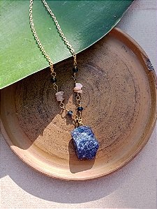 Colar com pedra Quartzo Azul bruto Norbu