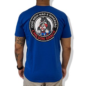 CAMISETA CARLSON GRACIE MATA LEÃO - CINZA MESCLA - AZUL ROYAL