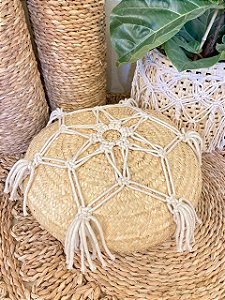 Almofada Rendonda em Palha de Carnaúba com Macrame | 50 cm