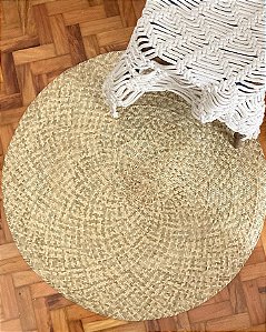 Tapete Mesclado Natural/Verde em Palha de Carnaúba | Redondo 120 cm