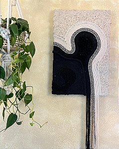 Painel Blooming Cru e Preto | 40 cm x 60 cm