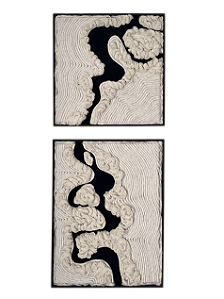 Duo de Painéis de Parede The River | Fiber Art com Moldura