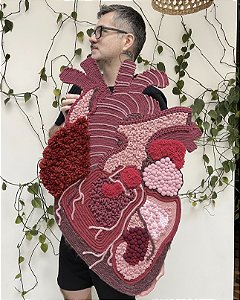 Painel de Parede Decorativo Pulse Heart | Fiber Art 60cm x 90cm