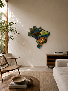 Painel de Parede Brasil II em Fiber Art | 50cm x 50cm