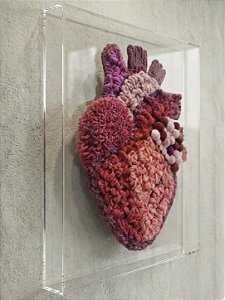 Painel Pulse Heart Fiber Art em Moldura Acrílica | 35cm x 35cm