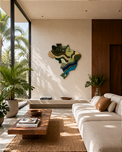 Painel de Parede Brasil Entre Raízes e Relevos | 95cm x 100cm