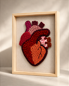 Painel Pulse Heart Fiber Art em Moldura Caixa com Vidro | 32cm x 42cm