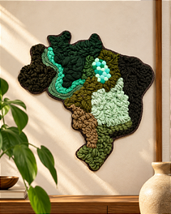 Painel de Parede Brasil Verde em Fiber Art | 25cm x 25cm