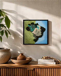 Painel Brasil em Texturas com Moldura Preta | 33cm x 33cm