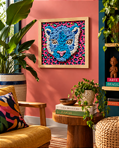 Painel de Parede Oncinha Pop com Moldura | 33cm x 33cm