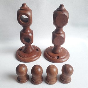 SUPORTE DUPLO EM MADEIRA 21/21MM FECHADO  MOGNO