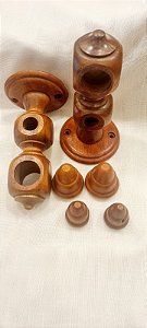 SUPORTE DUPLO EM MADEIRA PARA VARÃO 21X32MM MOGNO NATURAL