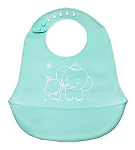 Babador Cata Migalhas em Silicone Reutilizável para Bebê Verde Agua UnyHome.