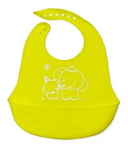 Babador Cata Migalhas em Silicone Reutilizável para Bebê Amarelo UnyHome.