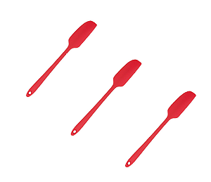 Tres Espátulas Culinária Reta Profissional Silicone Maciço 28cm Altas Temperaturas UnyHome