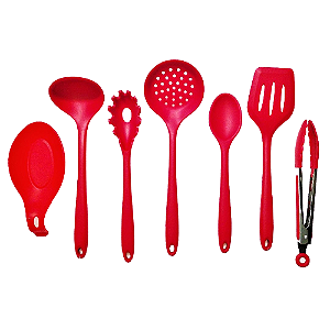 Kit 7 Peças Inteiriço em Silicone  Vermelho UnyHome.