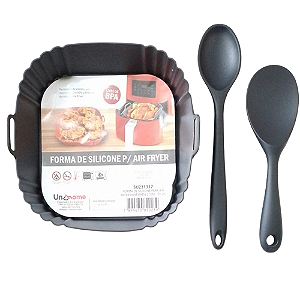 Kit 3 Peças Forro para Air Fryer Quadrada 21cm Silicone Preto - UnyHome