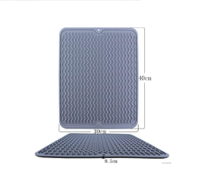 Tapete Escorredor de 40x30 cm em Silicone Cinza UNYHOME