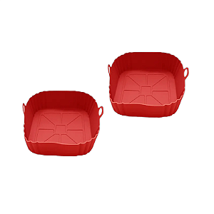 Jogo com 2 Forros para Air Fryer 4L Quadrada Silicone Vermelho - UnyHome