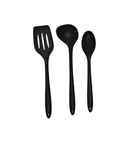 Conjunto de Utensílios de Cozinha em Silicone Preto - 3 Peças - UnyHome
