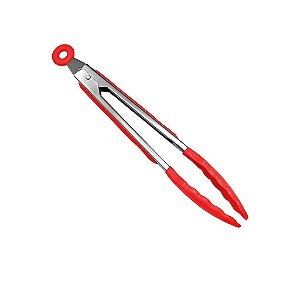 Pinça Pegador Multiuso Pegador de 25,5cm em Silicone Vermelho UnyHome.