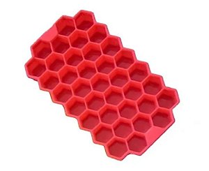 Forma Gelo Silicone Colmeia Vermelho 20x2.4 Uny Home.