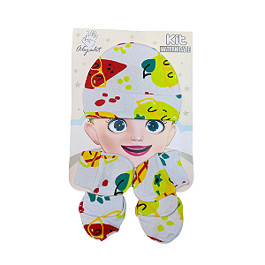 KIT 3 PEÇAS - LUVA, MEIA E TOUCA ESTAMPADOS