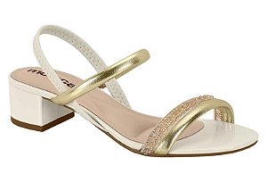 Sandália Moleca Dourado/cristal/bco