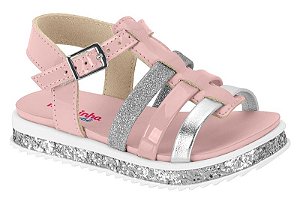 Sandália Molekinha Rosa/prata