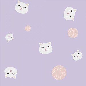 Papel De Parede Infantil Gato E Bola De Lã