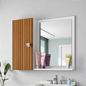 Espelheira Para Banheiro Moderna E Funcional Branco Ripado