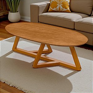 Mesa Centro Oval Para Sala Estilo Nature