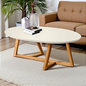 Mesa Centro Oval Para Sala Estilo Off White
