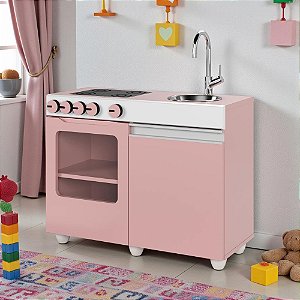 Cozinha De Brinquedo Infantil Mini Rosa Branco