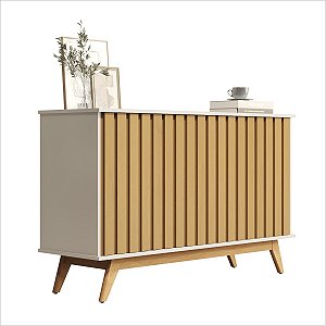 Balcão Ripado Tres Portas Design Elegante Off White Nature