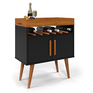 Aparador Café Drink Pés Em Madeira Pinus Preto Caramelo
