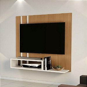 Painel De Tv Sala Moderno Ripado Nicho Off White