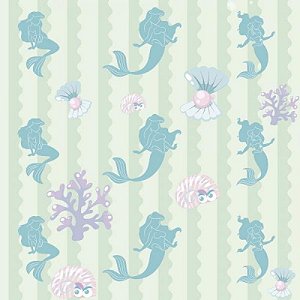 Papel De Parede Infantil Sereia Fundo Do Mar