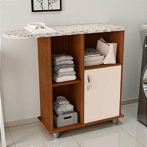 Tábua De Passar Roupa Com Nichos E Porta Freijó Baunilha