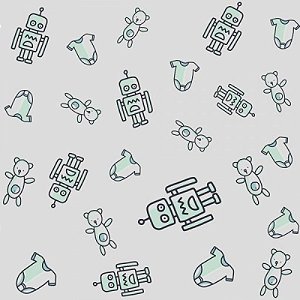Papel De Parede Infantil Robô Ursinho Baby