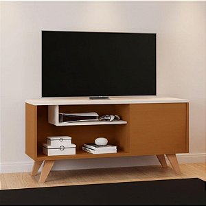 Rack Bancada Retrô Com Nicho 1 Porta Nature Off White