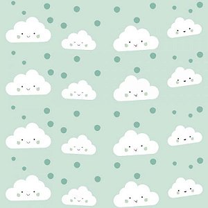 Papel De Parede Infantil Nuvem Verde