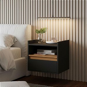 Mesa Cabeceira Suspensa Minerva Preto Nature