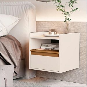 Mesa De Cabeceira Suspensa Com Gaveta Off White Nature