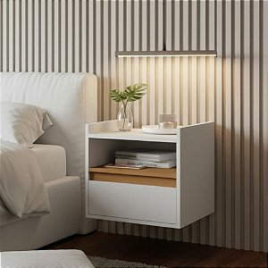 Mesa Cabeceira Suspensa Minerva Off White Nature