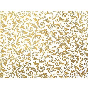 Kit 4 Jogos Americanos Arabesco Dourado De Natal Impermeável 43cmx34cm - UN / 4