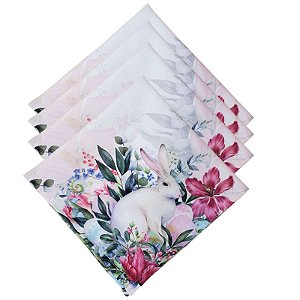 Kit 4 Guardanapos De Tecidocoelho Da Páscoa E Pássaro 40cmx40cm - UN / 4
