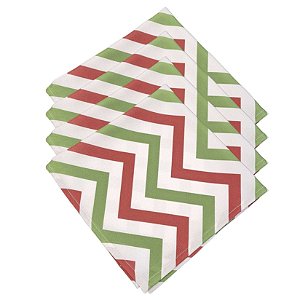 Kit 4 Guardanapos De Tecido Chevron Natal Vermelho Verde 40cmx40cm - UN / 4