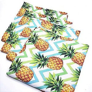 Kit 4 Guardanapo De Tecido Zigzag Alegre Abacaxi 40cmx40cm - UN / 4