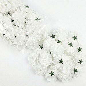 Saco 50 Botões De Flor Artificial Crisântemo Branco Para Decoração Casamento, Igrejas, Aniversários - UN / 50